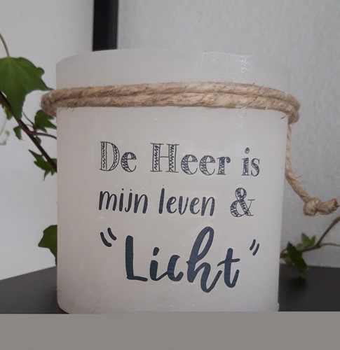 Windlicht S - De Heer is mijn Leven en Licht - Ivoor (Cadeauproducten)