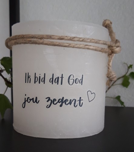 Windlicht S - Ik bid dat God jou zegent - Ivoor