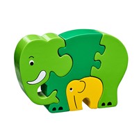 Puzzel Olifant met Jong - Groen (Hout)