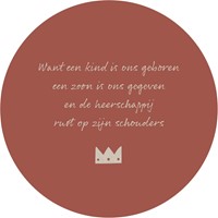 Muurcirkel Kerst Donkerrood 25 cm - Want een Kind is ons geboren (Cadeauproducten)