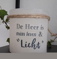 Windlicht S - De Heer is mijn Leven en Licht - Ivoor (Cadeauproducten)