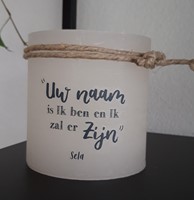 Windlicht S - Uw naam is .. Sela - Ivoor (Cadeauproducten)