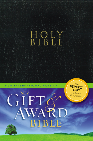 Gift &amp; award bible NIV black leather lik