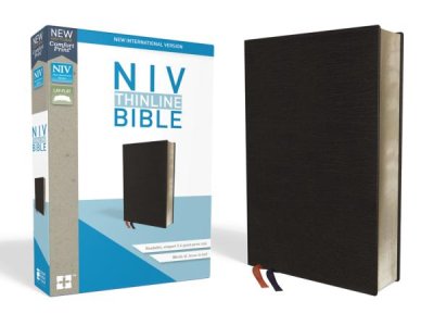 NIV thinline bible black leather indexed